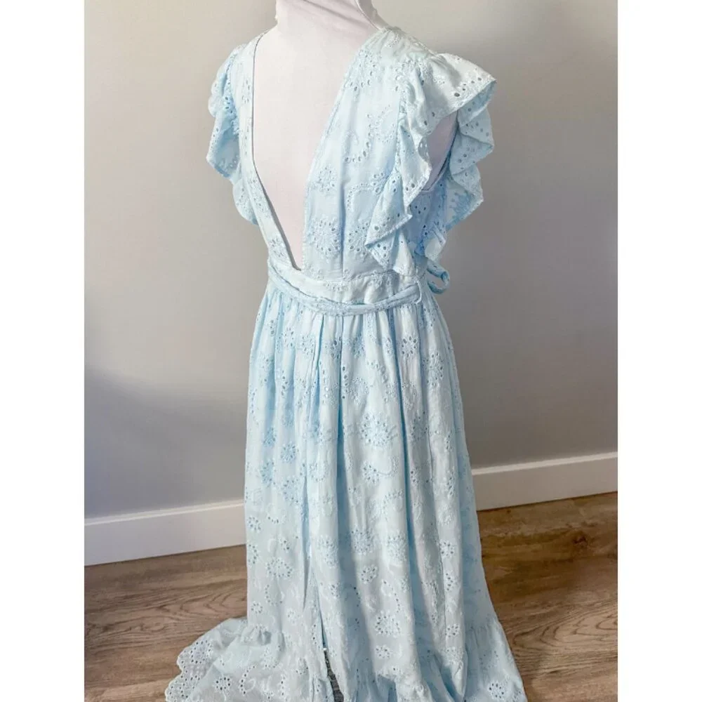 Malibu Bum Baby Blue Eyelet Maxi Dress - Picture 7 of 12